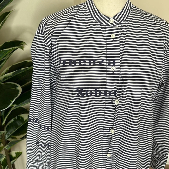 RTR Proenza Schouler Stripe Poplin Graphic Text Shirt Dress sz Small Oversized - Picture 4 of 8